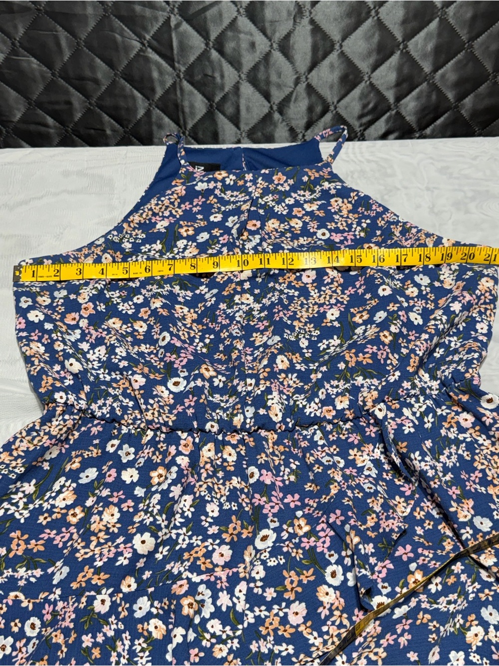 Iz Byer Navy Blue Floral Midi Dress